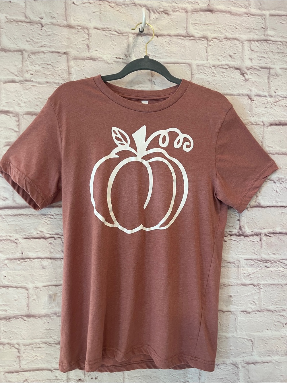 Bella Canvas Rust Pumpkin Graphic Tee - White Print